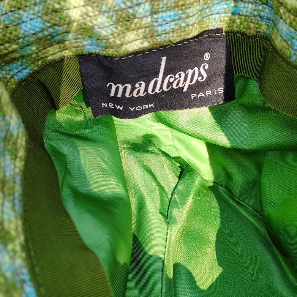 MADCAPS NEW YORK PARIS VINTAGE PLAID WOOL LADIES BUCKET HAT CAP BOHO